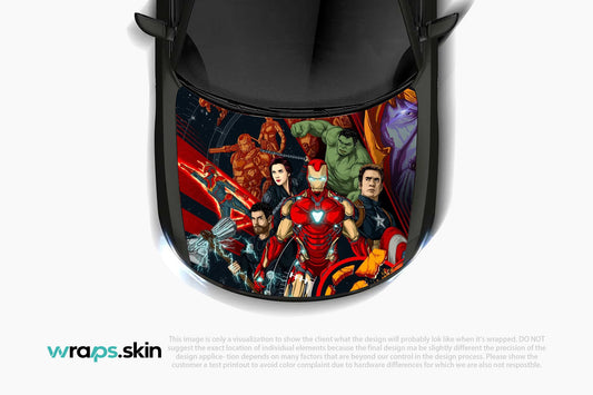 Custom Superhero-Themed Car Hood Wrap