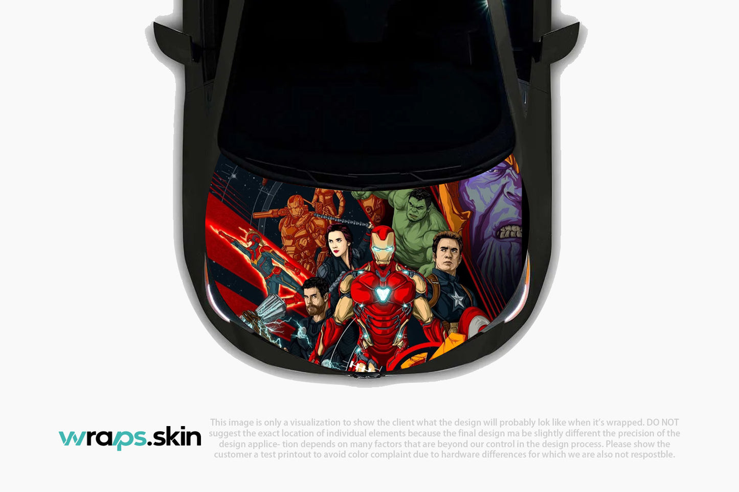 Custom Superhero-Themed Car Hood Wrap