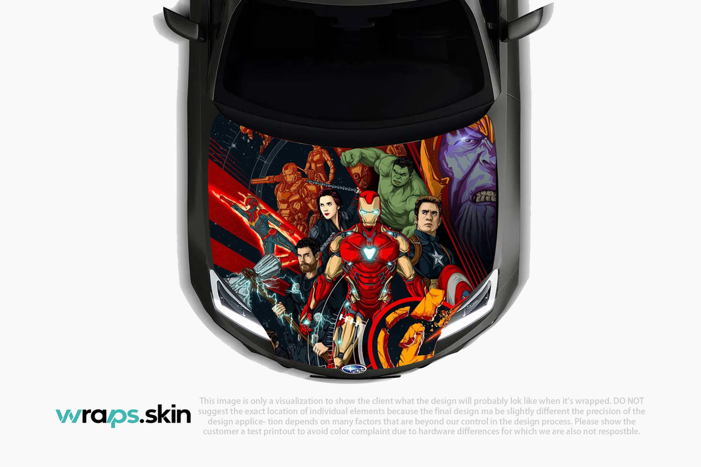 Custom Superhero-Themed Car Hood Wrap